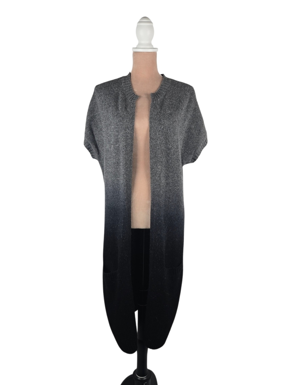 Vince Cashmere Alpaca Wool Ombre Duster Cardigan Grey Black Size Large